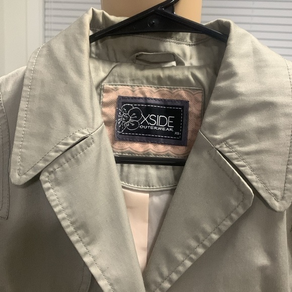 XSIDE OUTERWEAR Trench Coat Jacket Dress Cream Ivory Coat Double Breasted - Picture 3 of 11